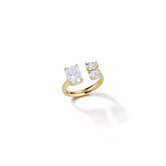 Emerald Cut and Double Pear Diamond Open Ring