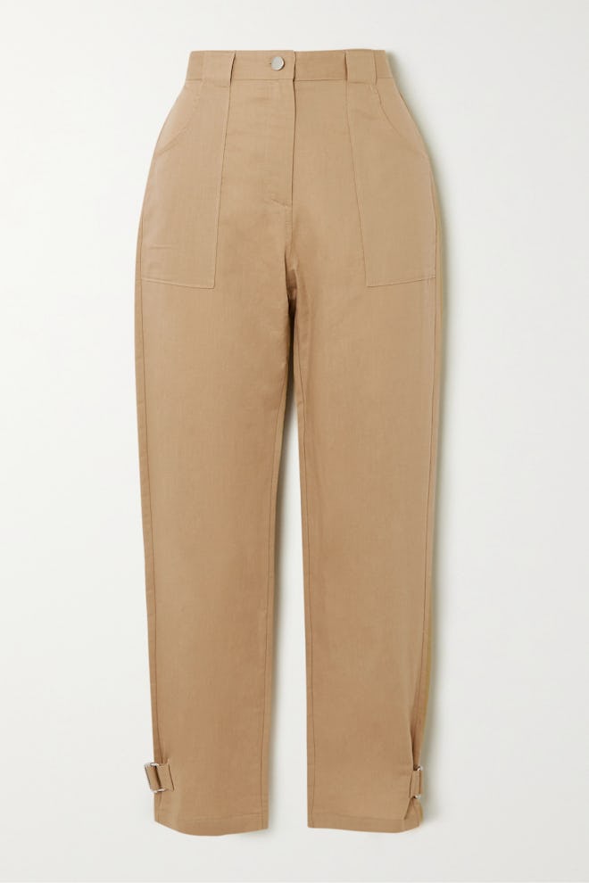 Cropped Linen and Cotton-Blend Twill Straight-Leg Pants  