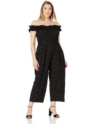 City Chic Apparel Women's Plus Size Off Shoulder Ruffle Jumpsuit  