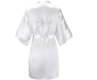 EPLAZA Women's Silver Short Satin Robe