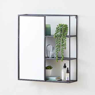 Mirrored Black Metal Shelf