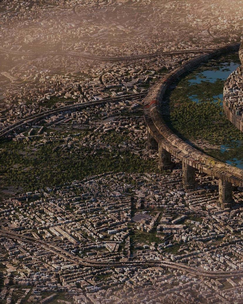 Graphic artist InwardSound creates detailed rendering of a city.