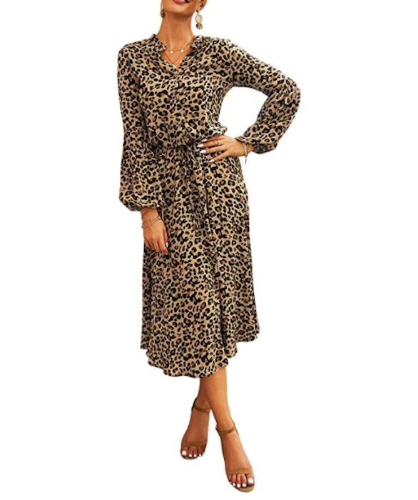 KIRUNDO Women’s Midi Leopard Dress