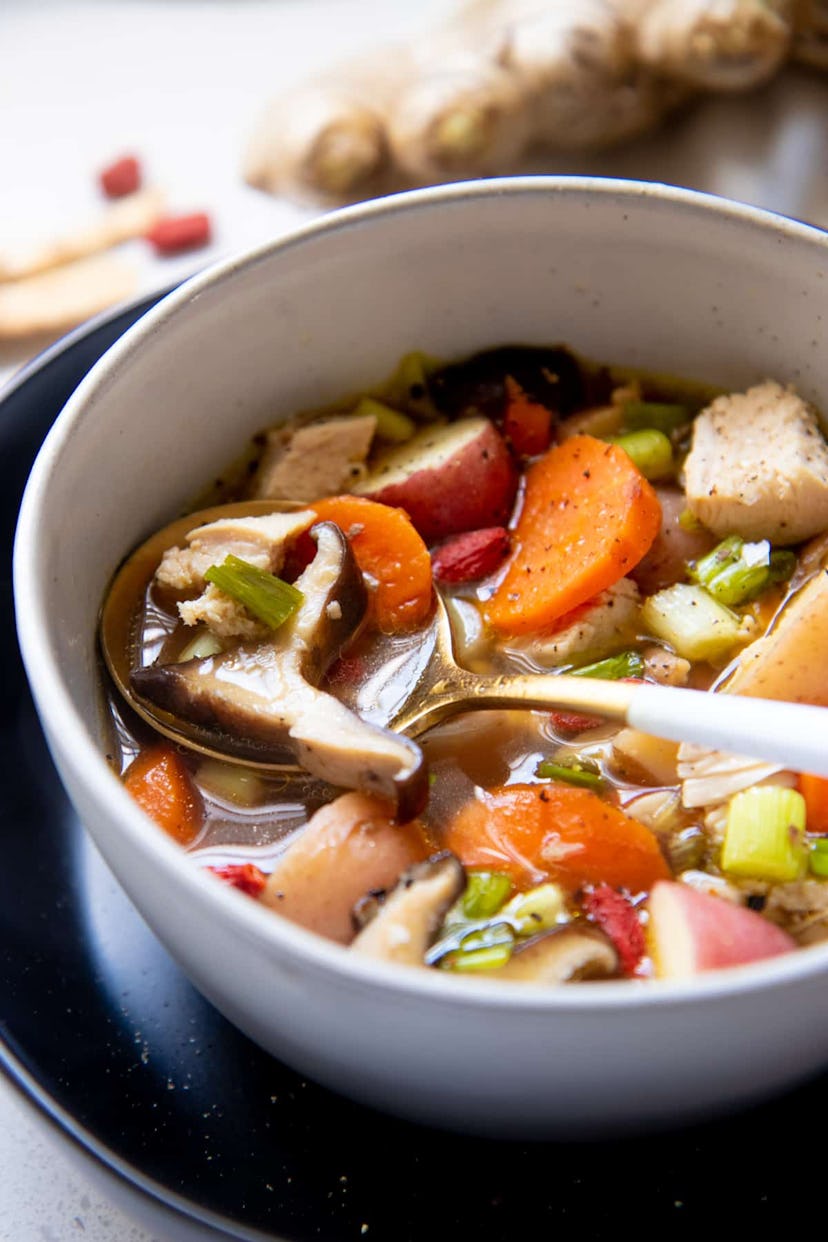 Instant Pot Herbal Chicken Soup is one chicken Instant Pot recipe that can help you when you're feel...