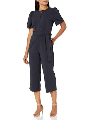 Lark & Ro Women's Puff Sleeve Cropped Jumpsuit