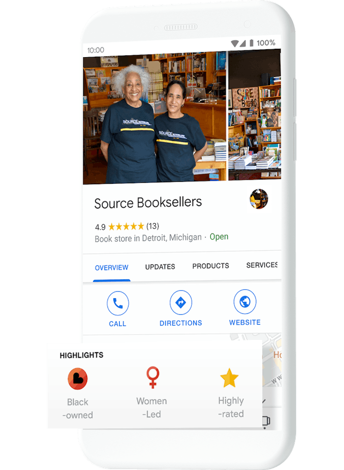 The new "Black-owned" label on a business page in Google search.