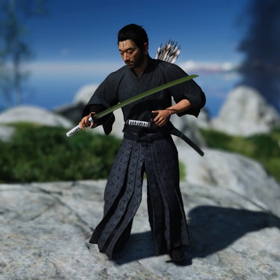  Jin Sakai with an armor set in Ghost of Tsushima