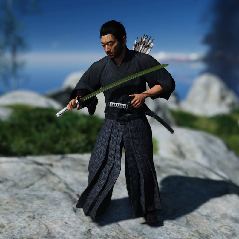 Jin Sakai with an armor set in Ghost of Tsushima