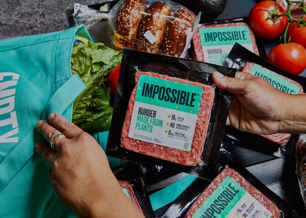 A pack of Impossible plant-based beef alternative.