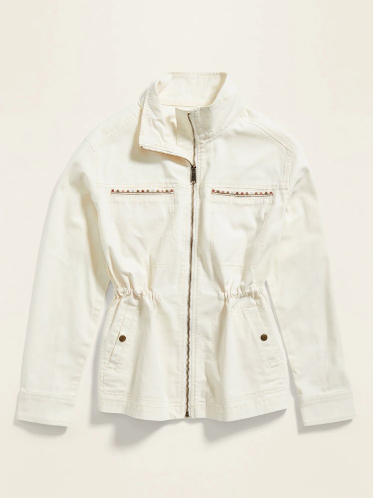 Old Navy Embroidered Canvas Utility Zip Jacket for Women