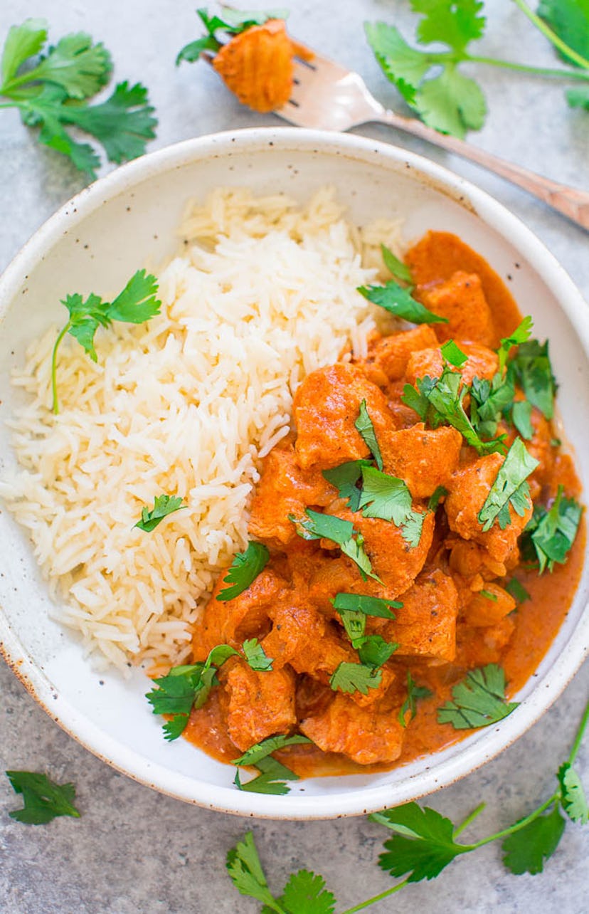 One chicken Instant Pot recipe to try is Pressure Cooker Chicken Tikka Masala from Averie Cooks. 