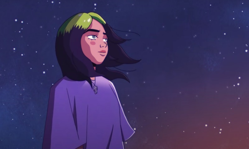Animated Billie Eilish in her "My Future" music video