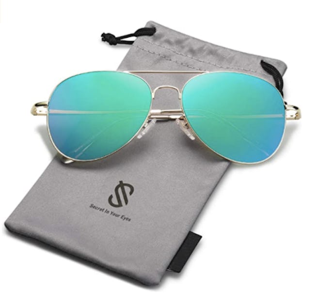 SOJOS Classic Aviator Mirrored Flat Lens Sunglasses