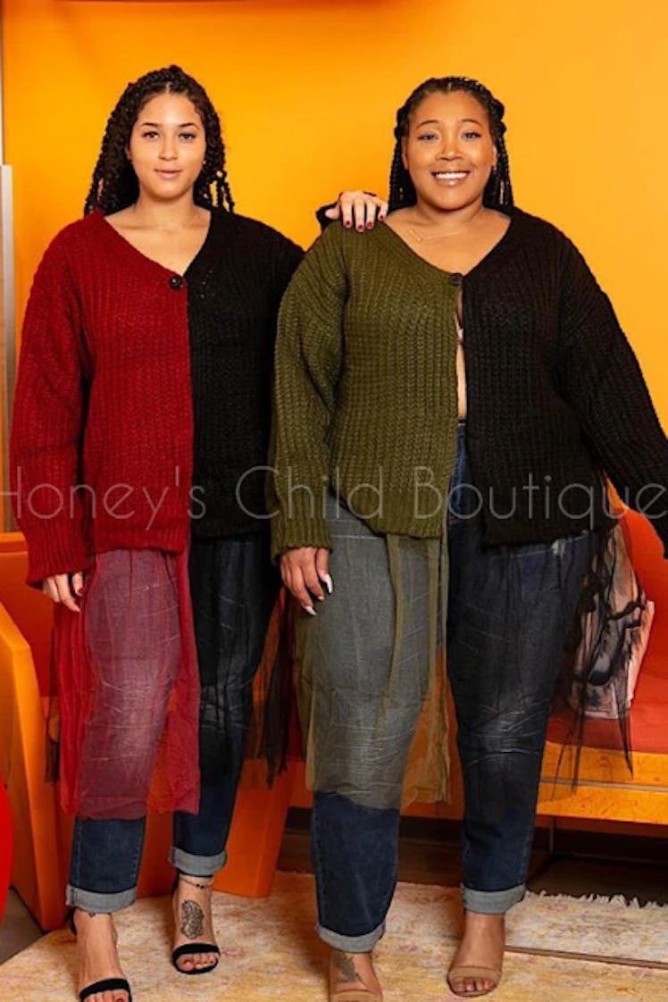 Honey's Child Boutique Side Eye Tulle Hem Cardigan Sweater