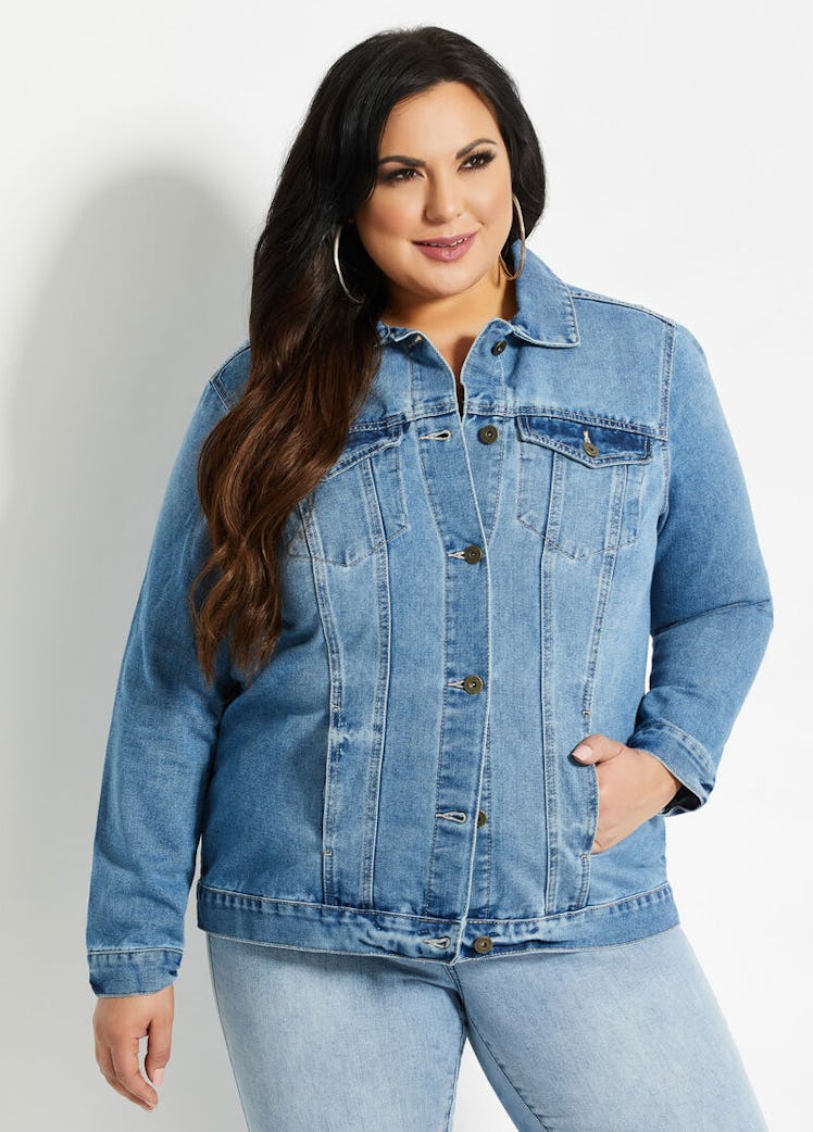 Ashley Stewart Medium Wash Blue Denim Jacket