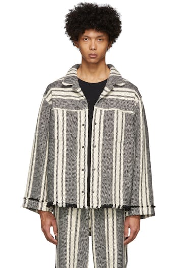 Kuro Off-White Intarsia Striped Jacket