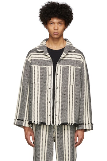 Kuro Off-White Intarsia Striped Jacket