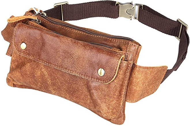 Loyofun Brown Genuine Leather Waist Bag