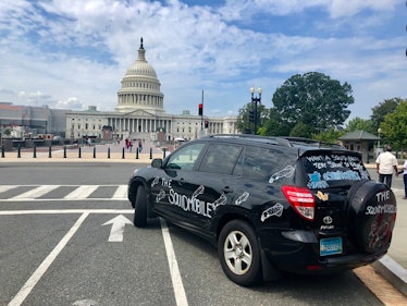 The Squidmobile parked in front of the Capitol Building in Washington, DC.