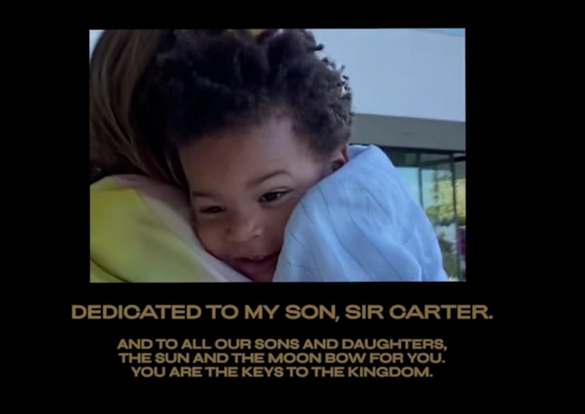 Beyoncé and JAY-Z's son, Sir Carter, makes the smallest appearance at the end of 'Black Is King'. 