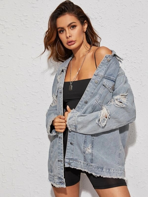 ripped jean jacket oversized