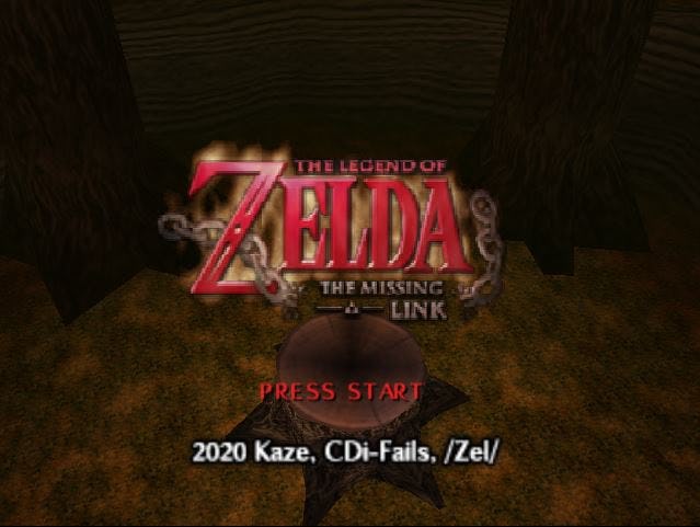 The title screen of The Legend of Zelda: The Missing Link