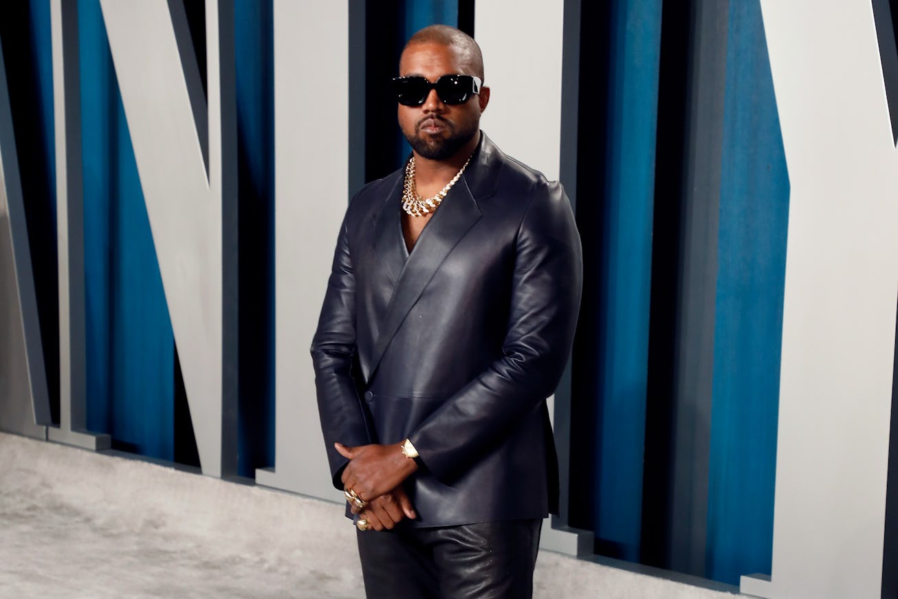 Kanye West attends the 2020 Vanity Fair Oscar Party at Wallis Annenberg Center for the Performing Ar...