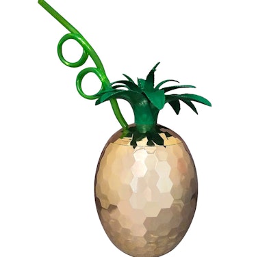 Gold Pineapple Cup with Krazy Straw
