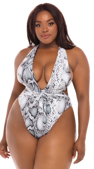 Yandy Plus Size Lagos Plunging Wrap One Piece Swimsuit