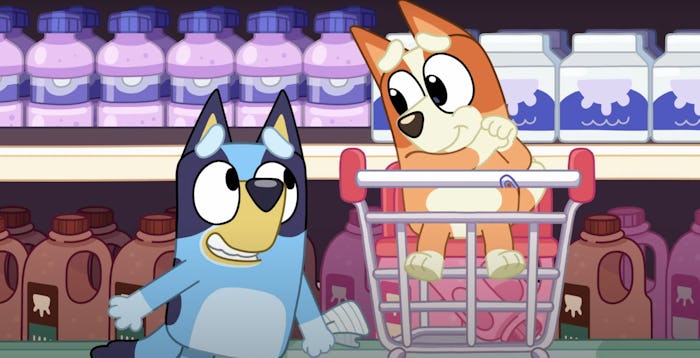 a still from the children's cartoon show "bluey"