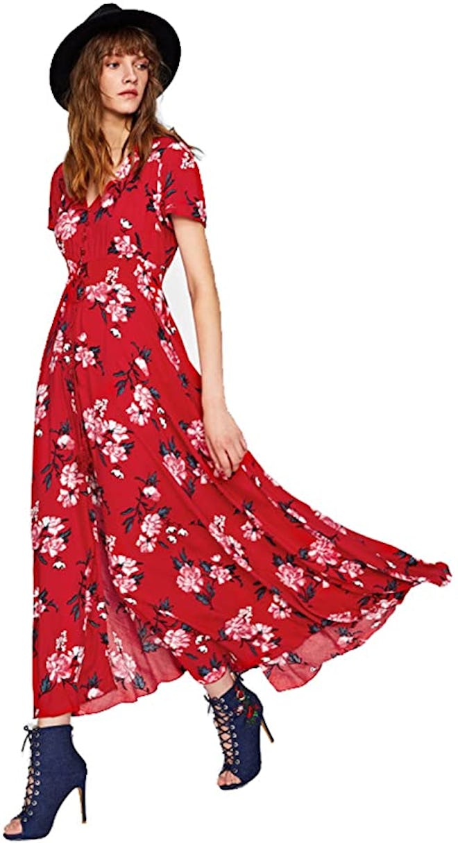 Milumia Floral Print Button-Up Maxi Dress