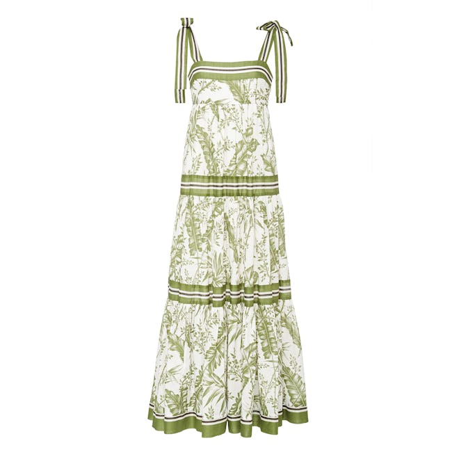 Zimmermann Empire Ribbon-Trimmed Printed Cotton Maxi Dress