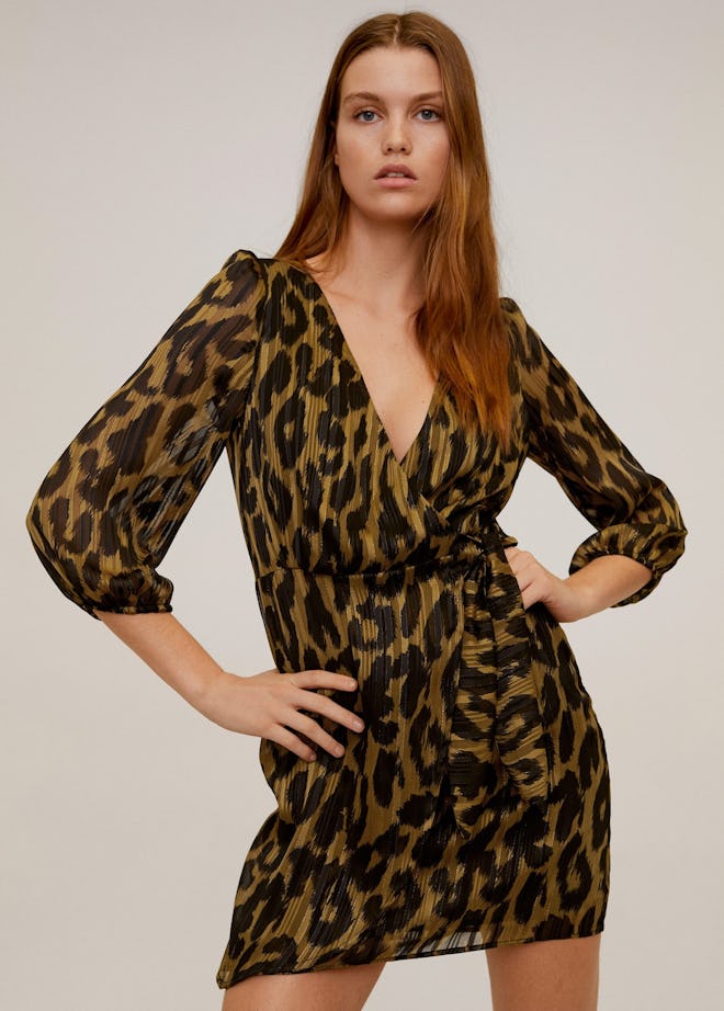 Metallic Thread Leopard Print Dress