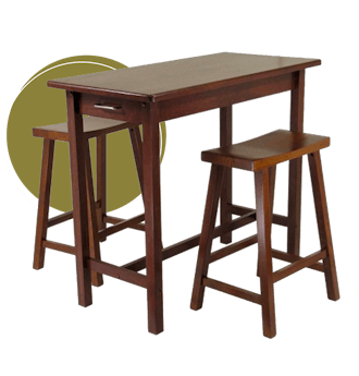Sally 3-Pc Breakfast Table Set with 2 Saddle Seat Stools