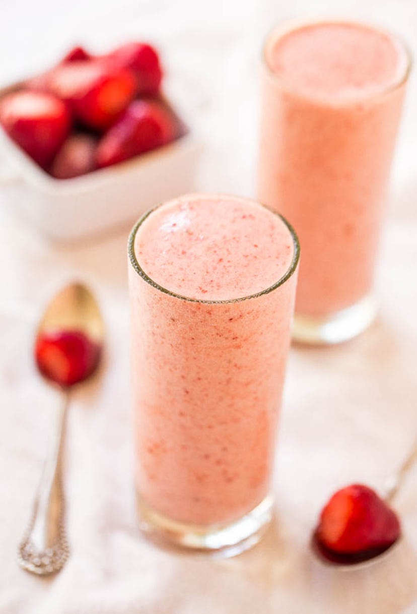 A banana strawberry pineapple smoothie is a delicious summer breakfast idea. 