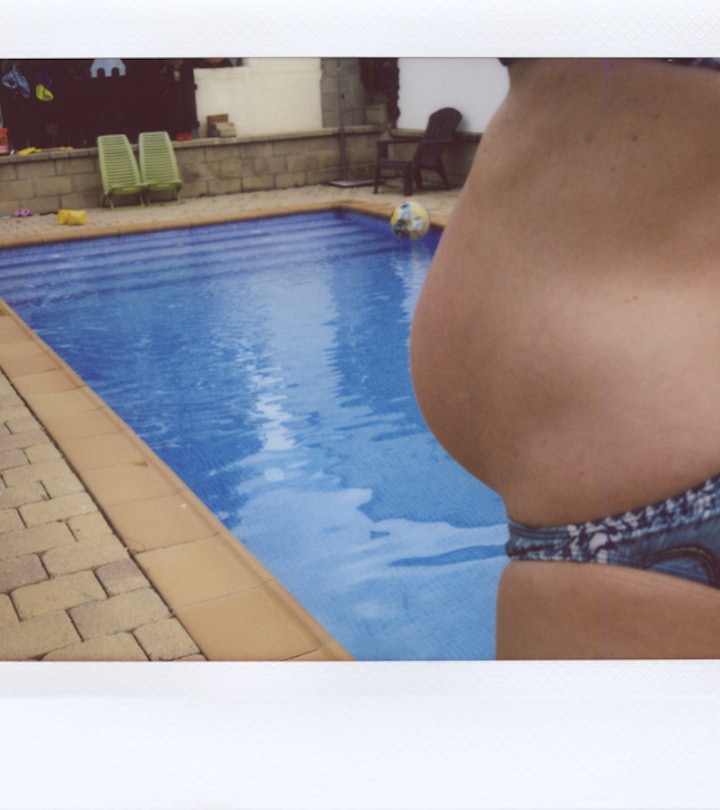 Jumping into a pool while pregnant should be done safely, experts say.