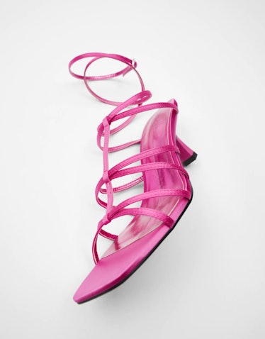 Zara Strappy Satin Effect Heeled Sandals