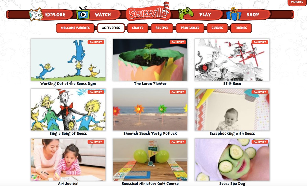 The Seussville Website Has Tons Of Games Amp Activities For Kids