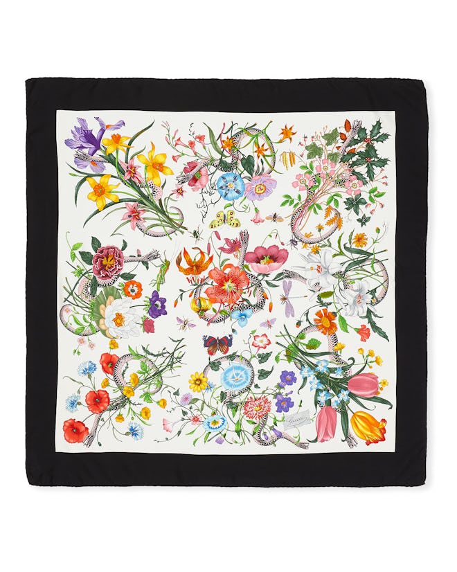 Floral-Print Silk Scarf