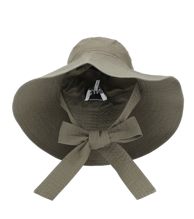 Woven cotton wide-brim hat