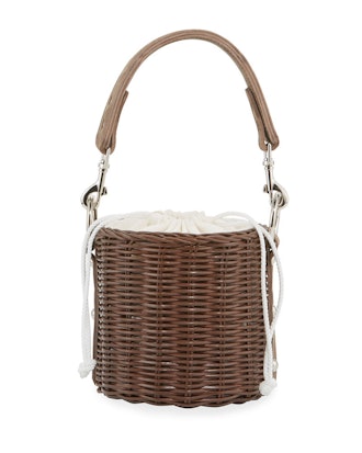 Lu Wicker Crossbody Bucket Bag