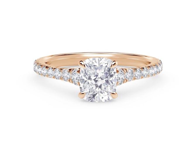 Icon Cushion Setting Engagement Ring with Diamond Band