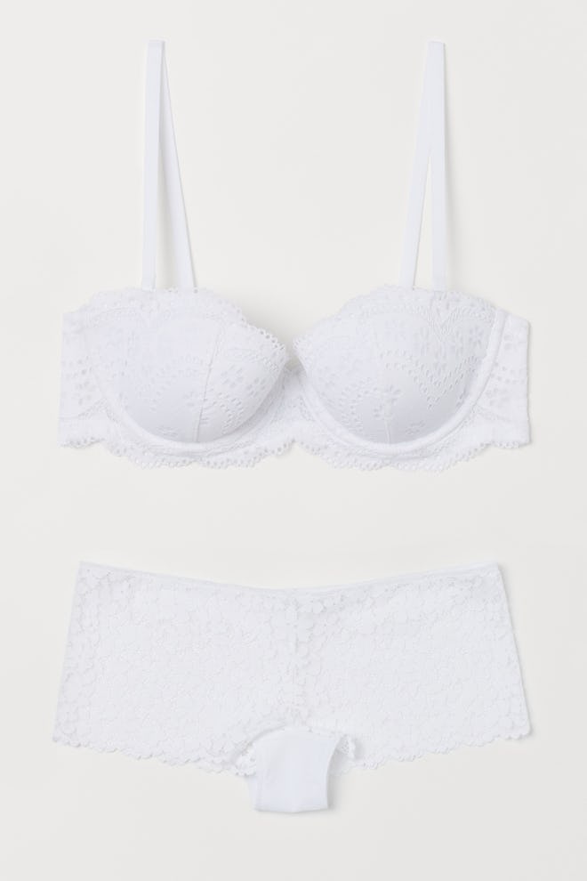 H&M Padded Lace Balconette Bra and Lace Hipster Briefs