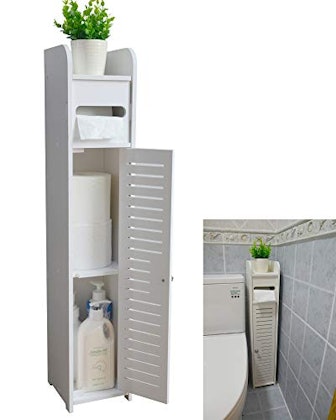 AOJEZOR Small Bathroom Storage Corner Floor Cabinet