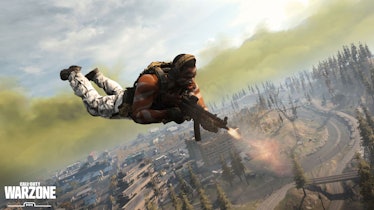 Thorne flying over the city and shooting from his gun in Call of Duty: Warzones 200