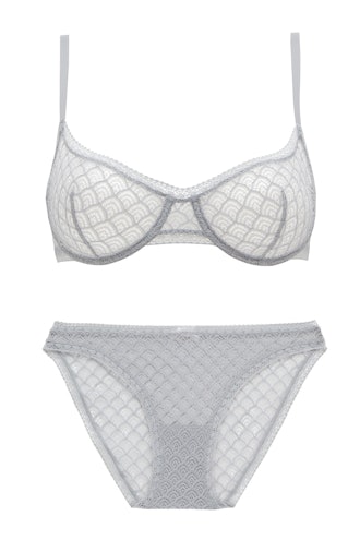 Eres Chevron Underwire Stretch-Lace Full Cup Bra and Torsade Leavers Lace Brief