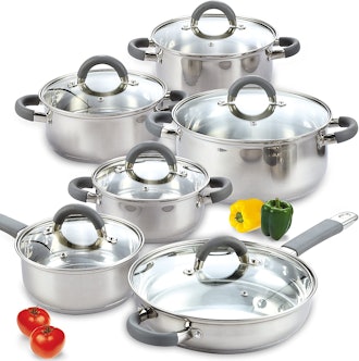 Cook N Home Stainless Steel Cookware Set (12 Pieces)