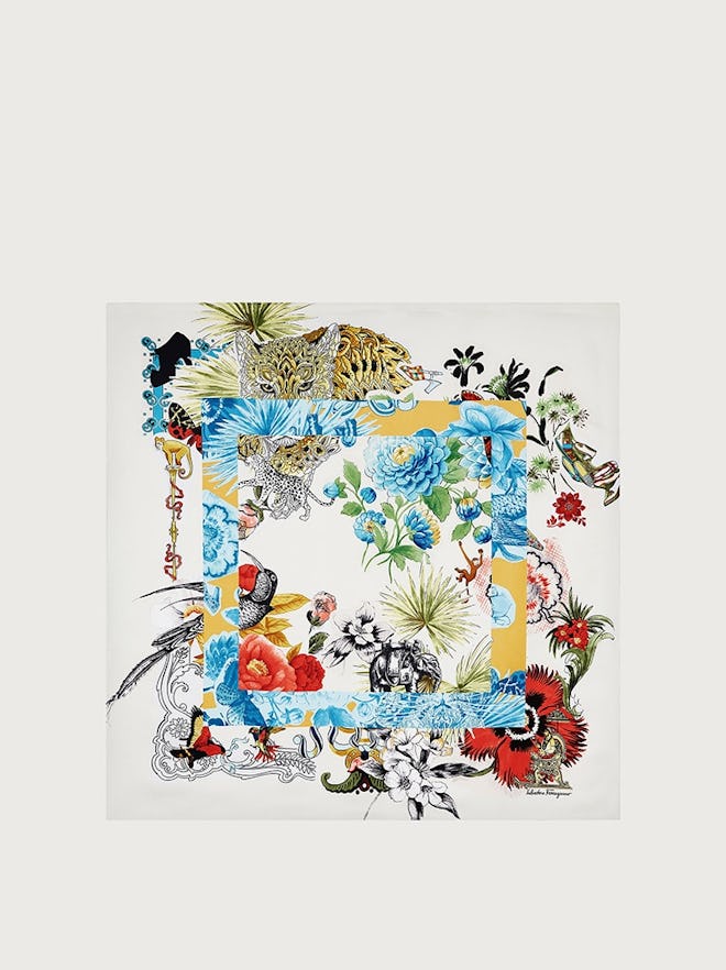 Collage Print Silk Scarf