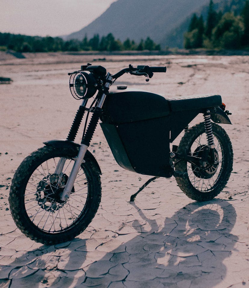 BlackTea moped outdoors.