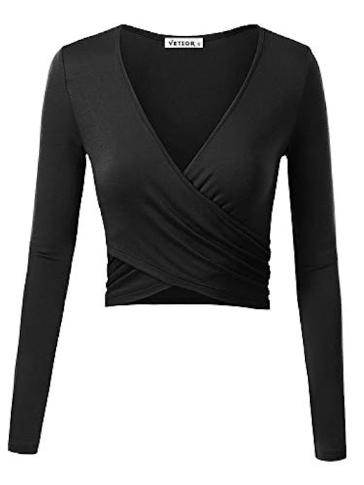 VETIOR Deep V-Neck Long-Sleeve Cross Wrap 